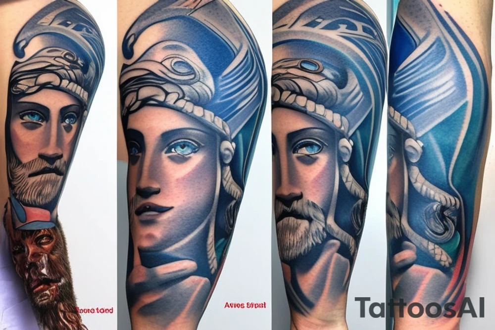 Blue eyes Poseidon tattoo idea