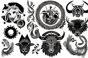 3 zodiac Signs combine in tottem with Leo, Cancer, taurus for a half selve tattoo idea