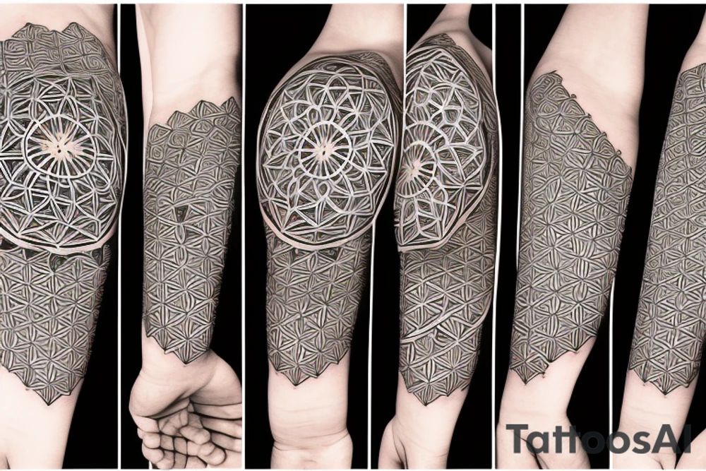 arm sleeve tattoo sacred geometry flower of life tattoo idea