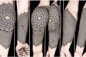 arm sleeve tattoo sacred geometry flower of life tattoo idea