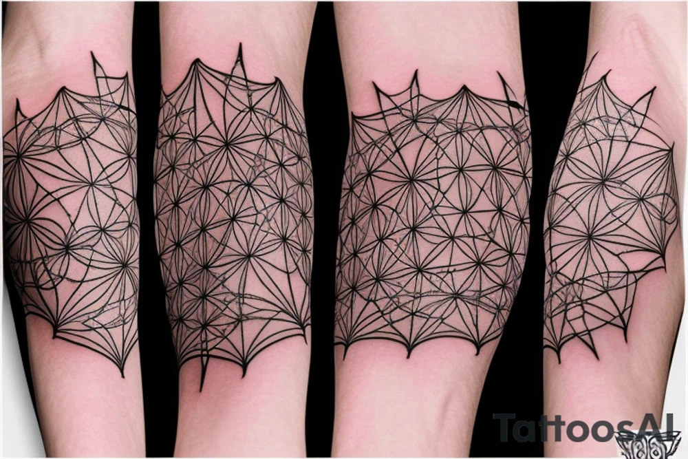 arm sleeve tattoo sacred geometry flower of life with some Egyptian deities tattoo idea