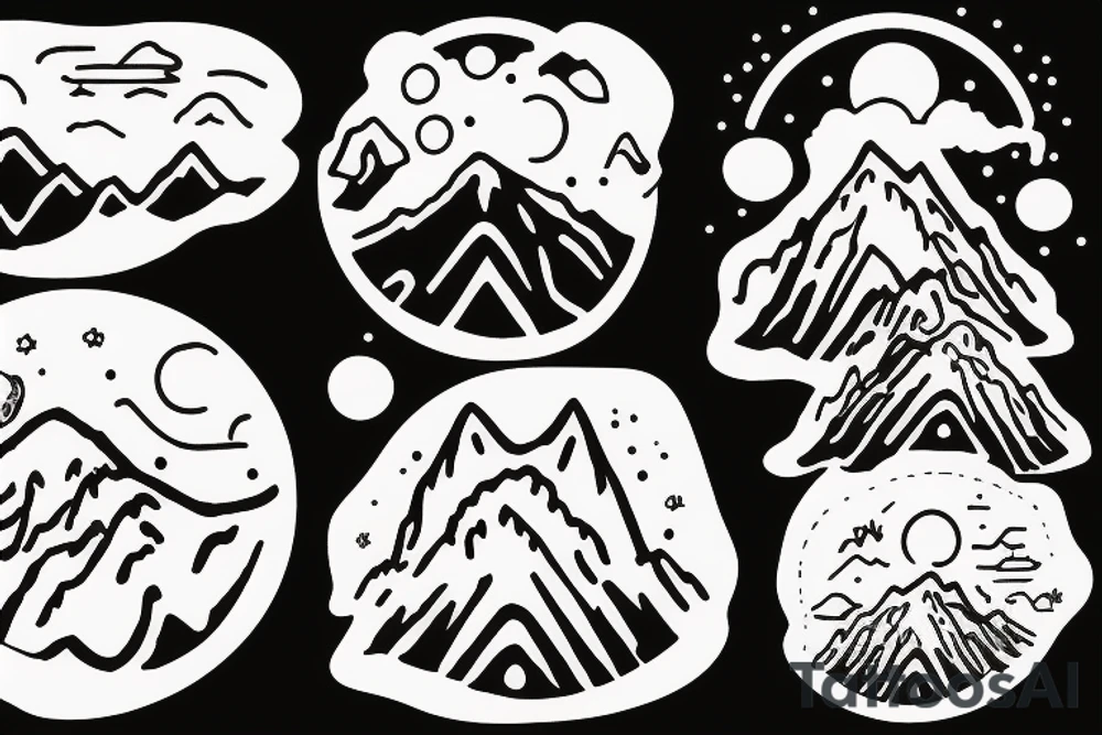 Mountain with a red circle tattoo idea