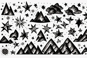 Mountains with stars tattoo idea
