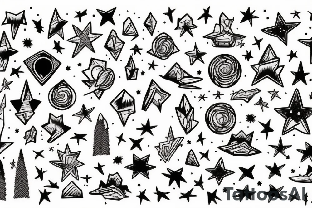 Mountains with stars tattoo idea