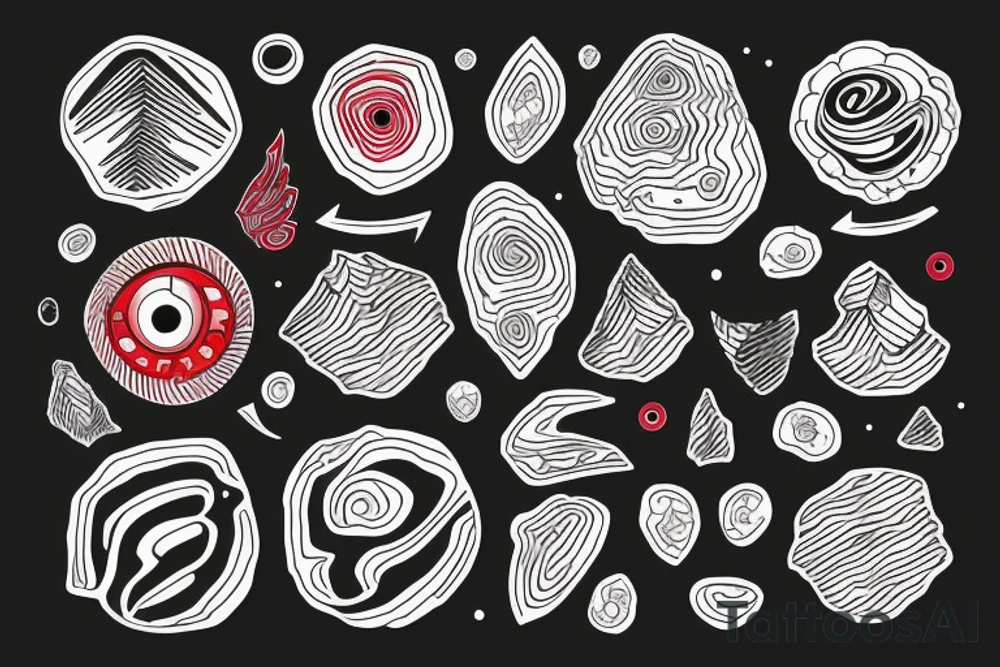 Mountains with red circle tattoo idea