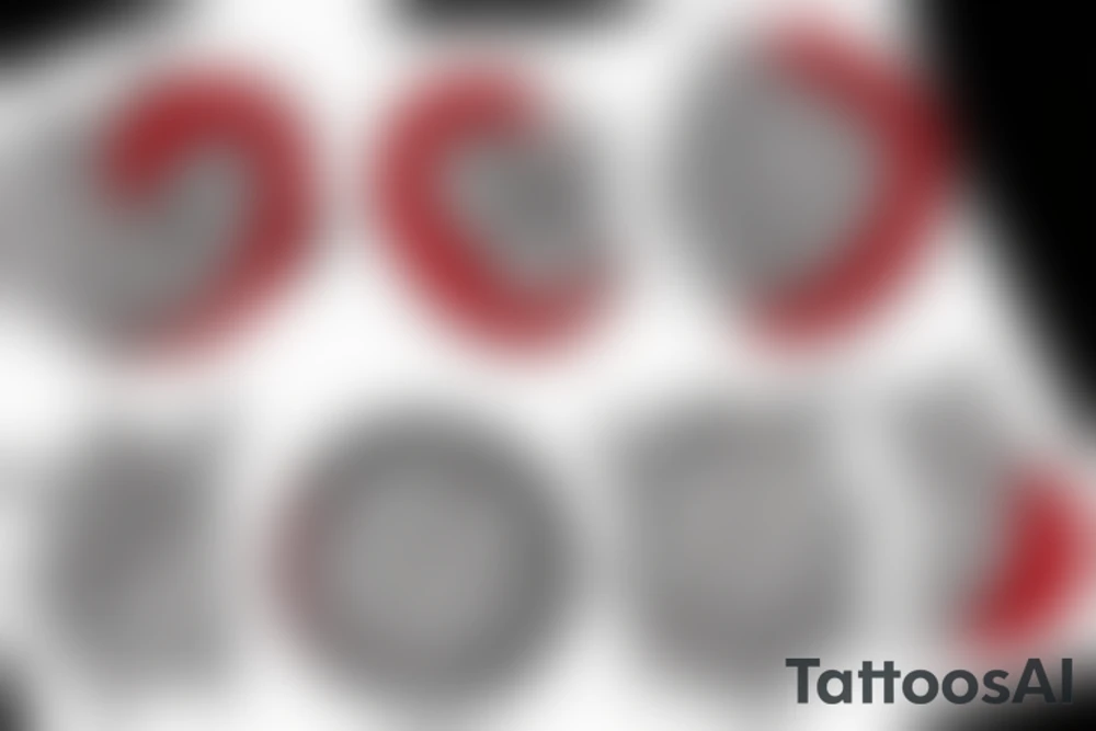 Mountains with red circle tattoo idea