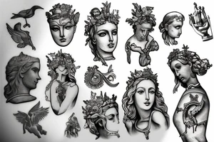 Greece sculptures and mythology tattoo idea