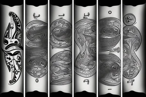 guitar fretboard with moon cycle as fret indicator simple but abstract tattoo idea