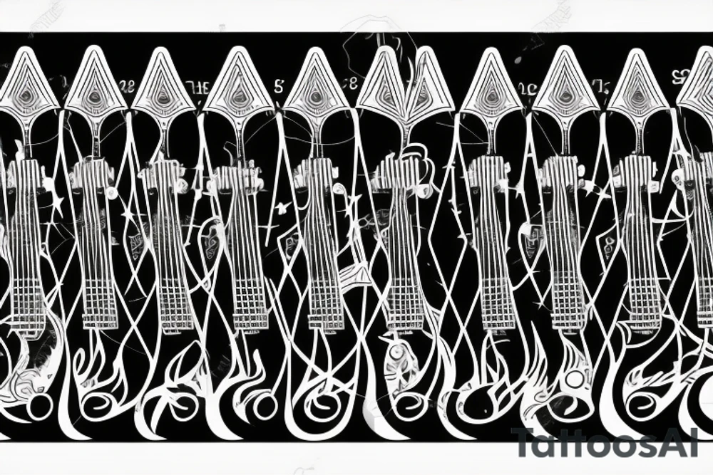 guitar fretboard with moon cycle as fret indicator simple but abstract tattoo idea