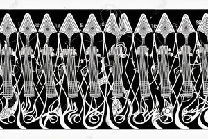 guitar fretboard with moon cycle as fret indicator simple but abstract tattoo idea