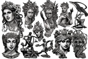Greece sculptures and mythology tattoo idea
