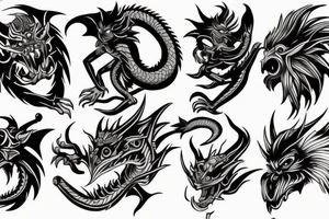 Monkey and dragon face tattoo idea