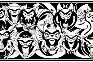 Monkey and dragon face tattoo idea