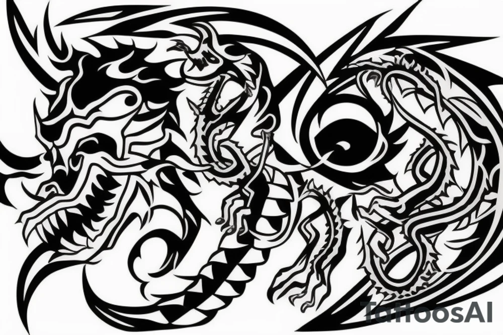 Monkey and dragon face tattoo idea