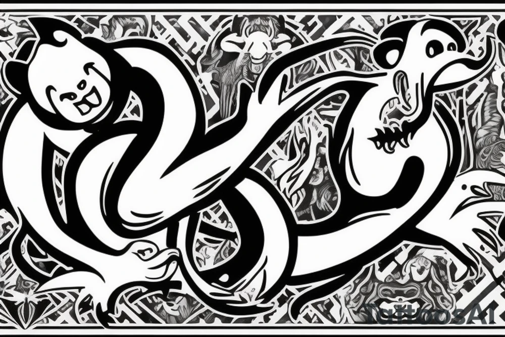 Monkey and dragon face tattoo idea
