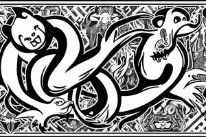 Monkey and dragon face tattoo idea