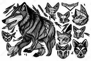 Angry wolf with 2 sickles tattoo idea