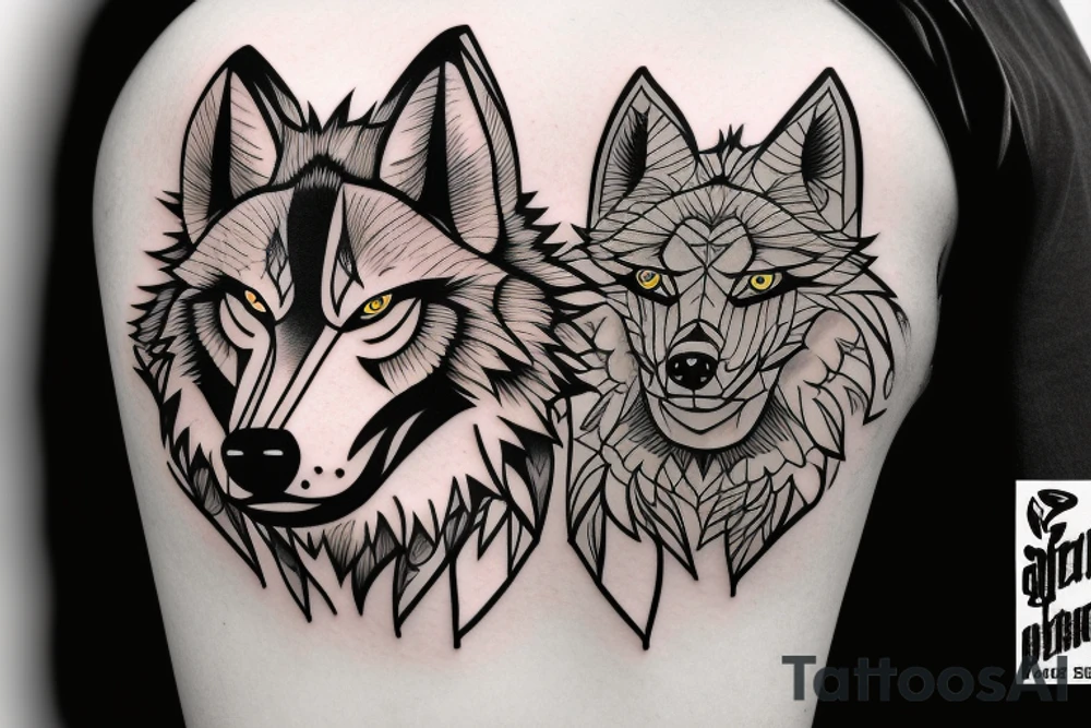 Angry wolf with 2 sickles tattoo idea