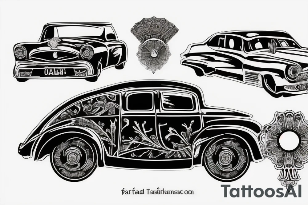 Russian tuned car tattoo idea