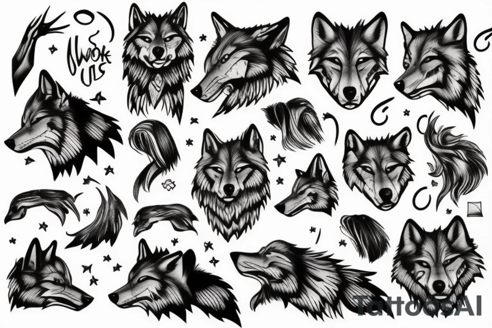 Wolf with 2 sickles tattoo idea