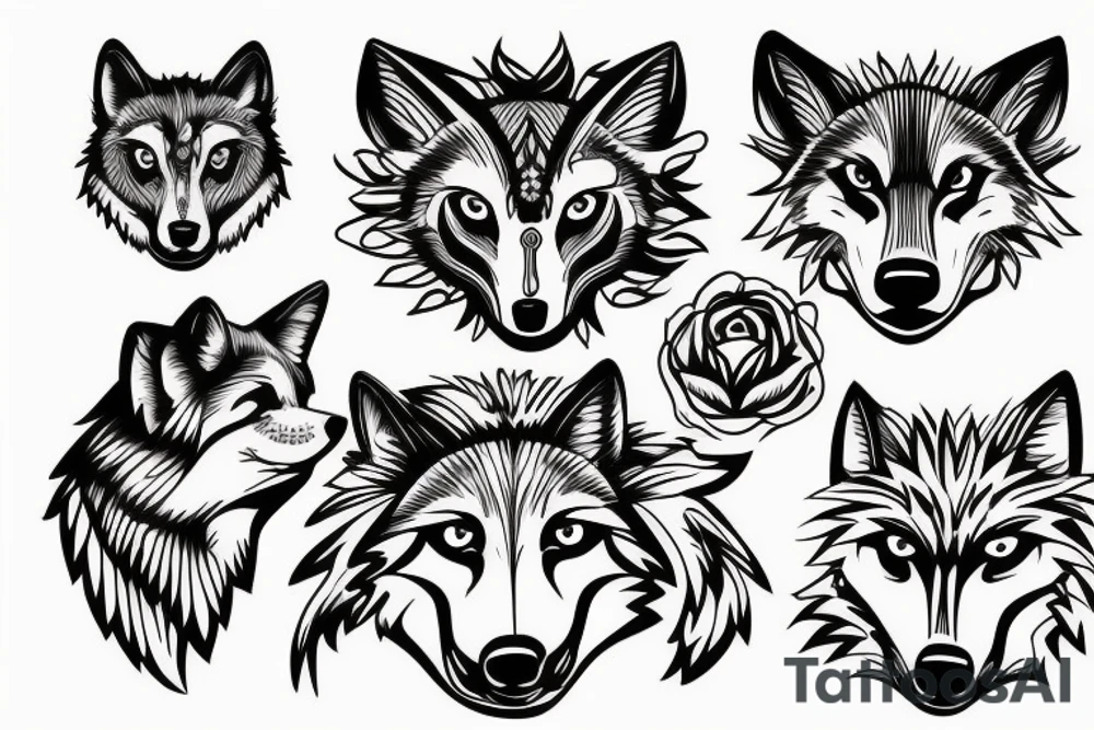 Wolf with 2 sickles tattoo idea