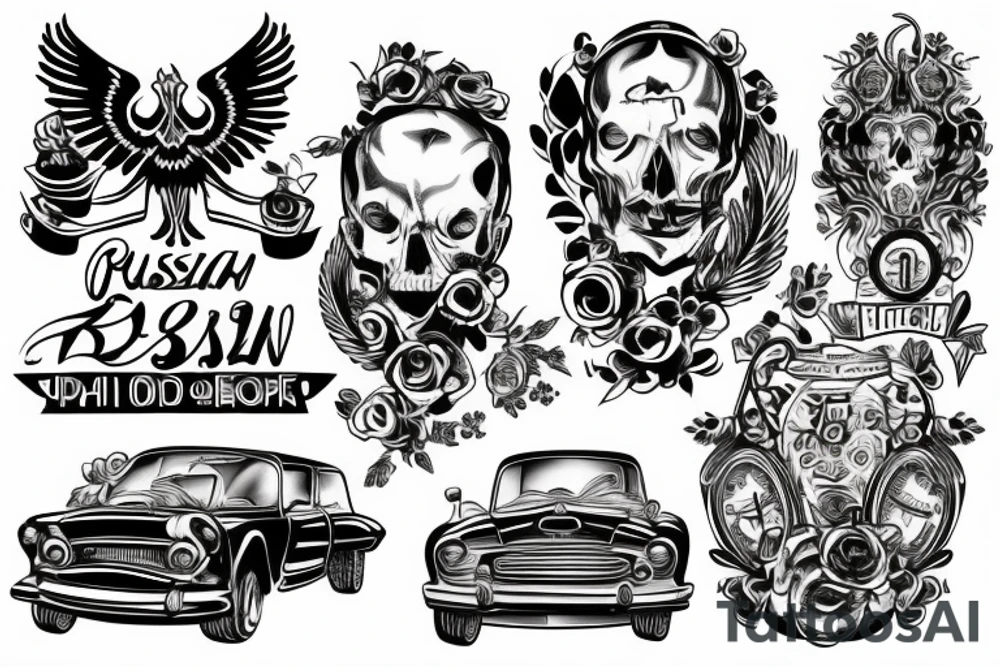Russian tuned car tattoo idea