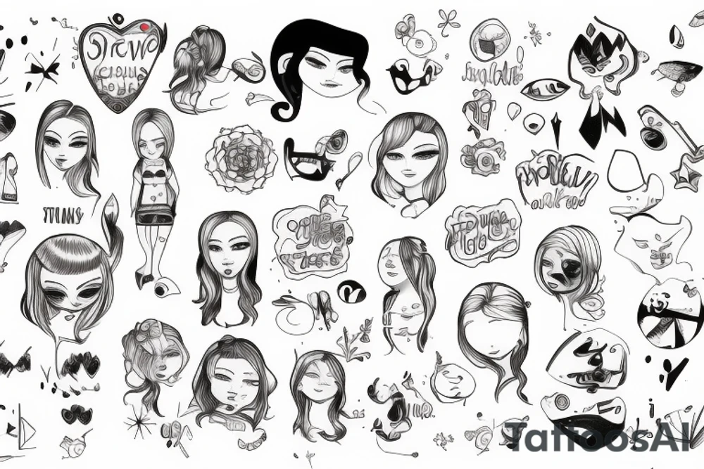 Girl sketch funny tattoo idea