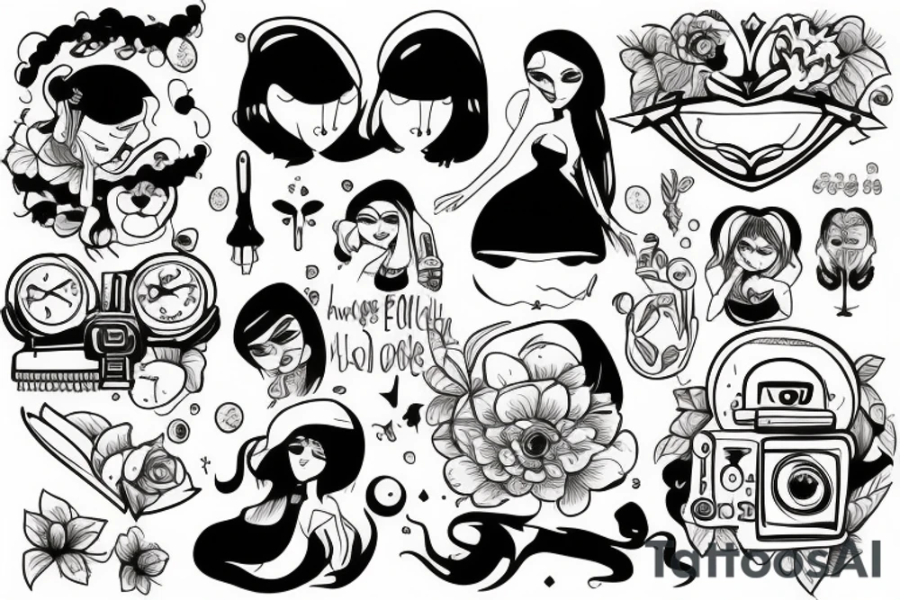 Girl sketch funny tattoo idea