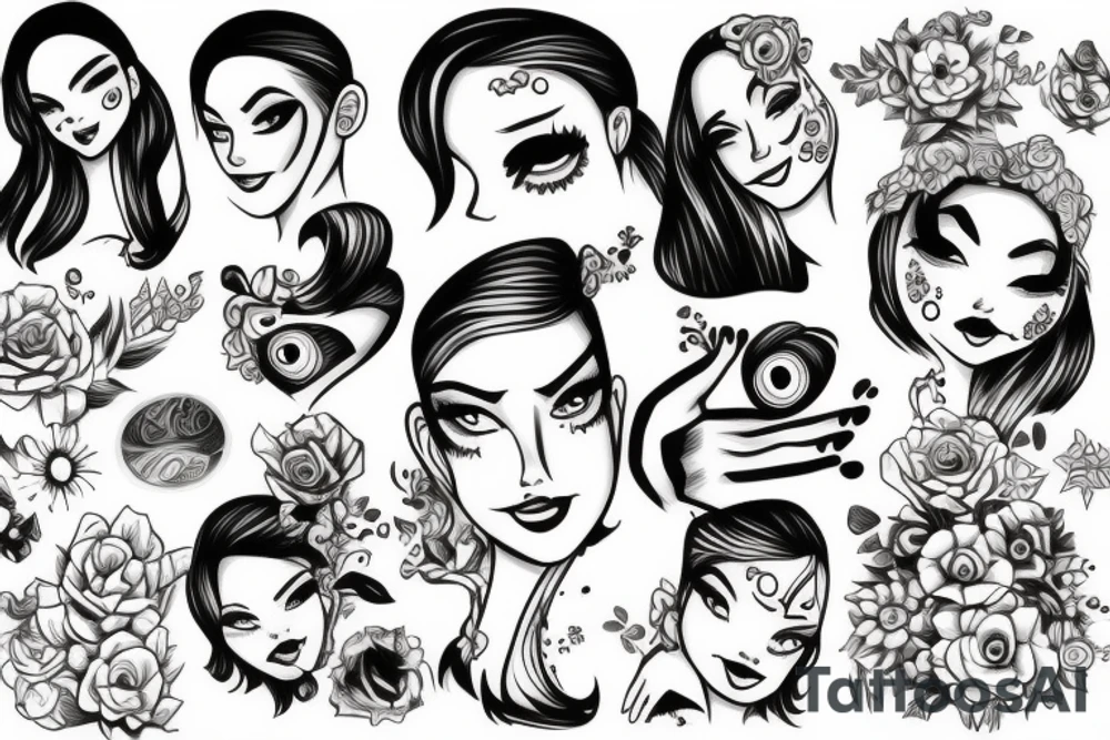 Girl sketch tattoo idea