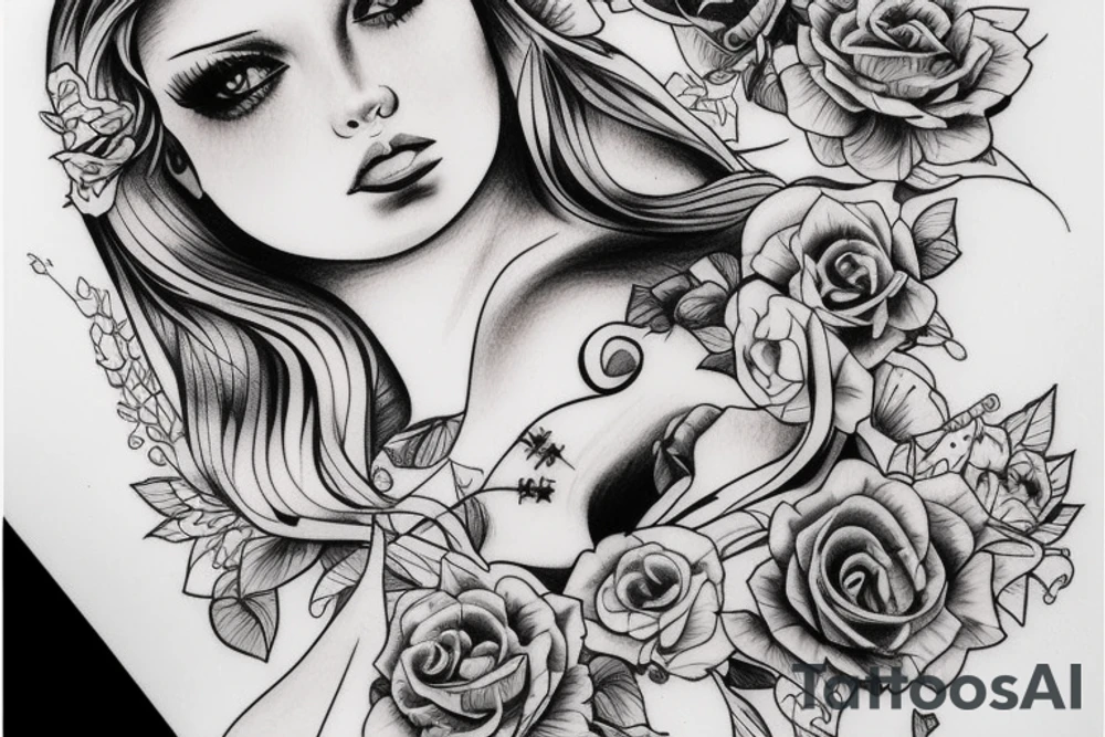 Girl sketch tattoo idea