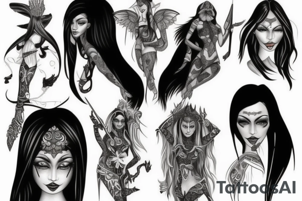 Dark elf female tattoo idea