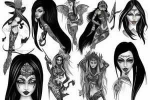 Dark elf female tattoo idea