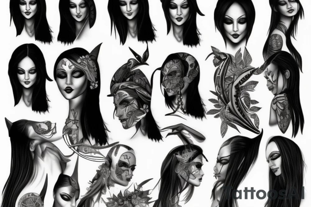 Dark elf female tattoo idea