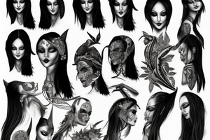 Dark elf female tattoo idea