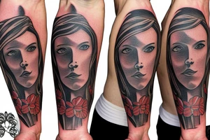 Two brothers and a sister walking down a path in the country side tattoo idea