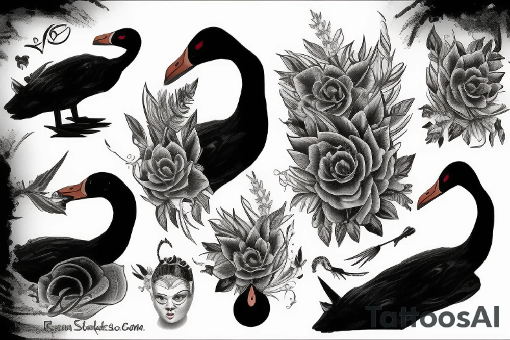 the realistic black swan tattoo idea