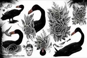 the realistic black swan tattoo idea