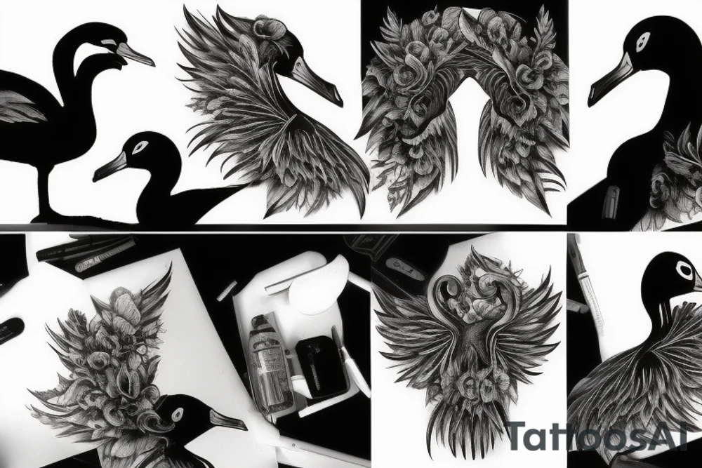 the realistic black swan tattoo idea