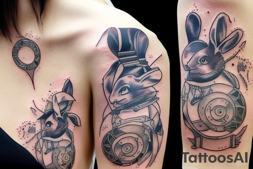 White rabbit and matrix movie theme tattoo idea