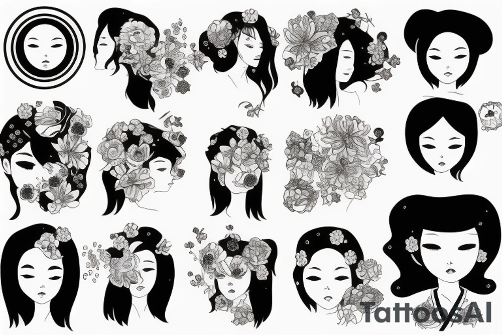 a girl with a head in a cosmos tattoo idea