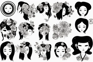 a girl with a head in a cosmos tattoo idea
