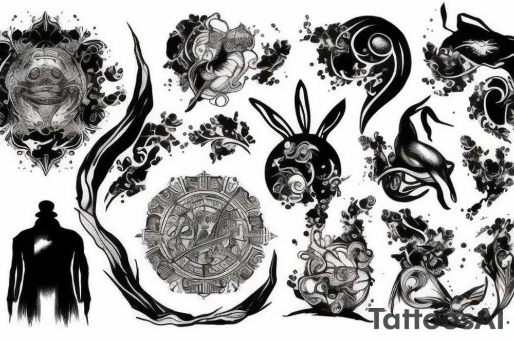 White rabbit and matrix movie theme tattoo idea