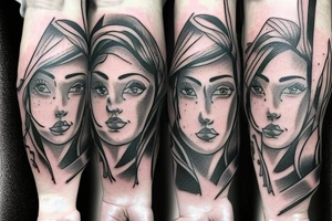 Two brothers and a sister walking down a path in the country side tattoo idea
