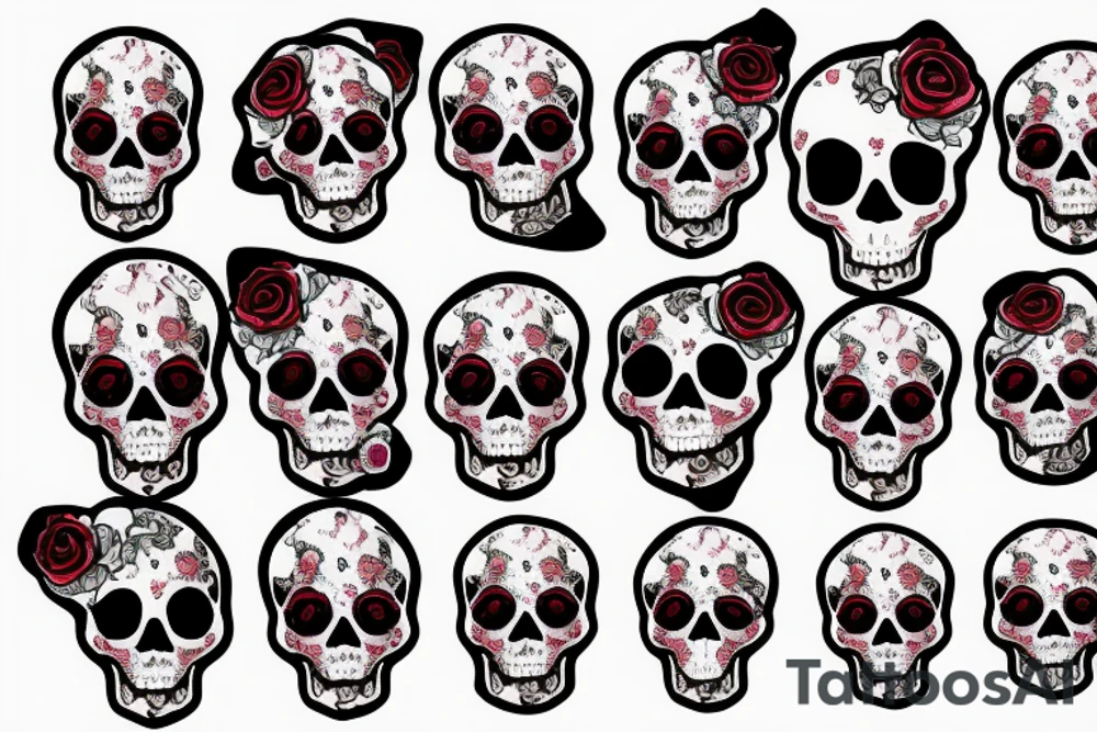 15x10 centimeter, skull, rose, chikano, bad girl tattoo idea