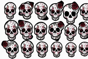 15x10 centimeter, skull, rose, chikano, bad girl tattoo idea