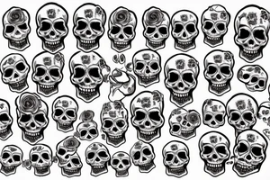 15x10 centimeter, skull, rose, chikano, bad girl tattoo idea