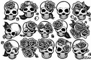 15x10 centimeter, skull, rose, chikano, bad girl tattoo idea