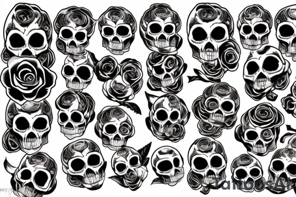 15x10 centimeter, skull, rose, chikano, bad girl tattoo idea