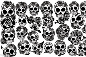 15x10 centimeter, skull, rose, chikano, bad girl tattoo idea