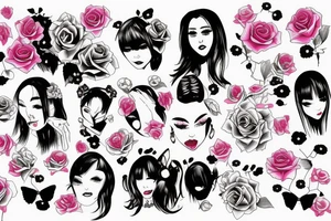 15x10 centimeter, rose, chikano, bad girl tattoo idea